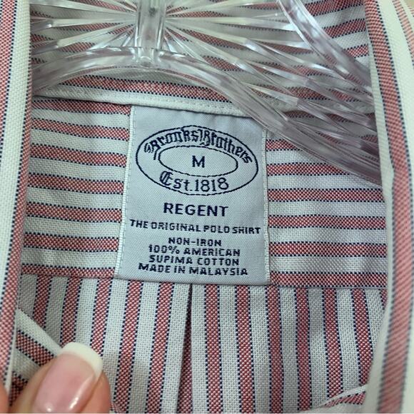 Brooks Brothers Regent Pin Striped Red/White/Blue The Original Polo Shirt - Picture 2 of 7